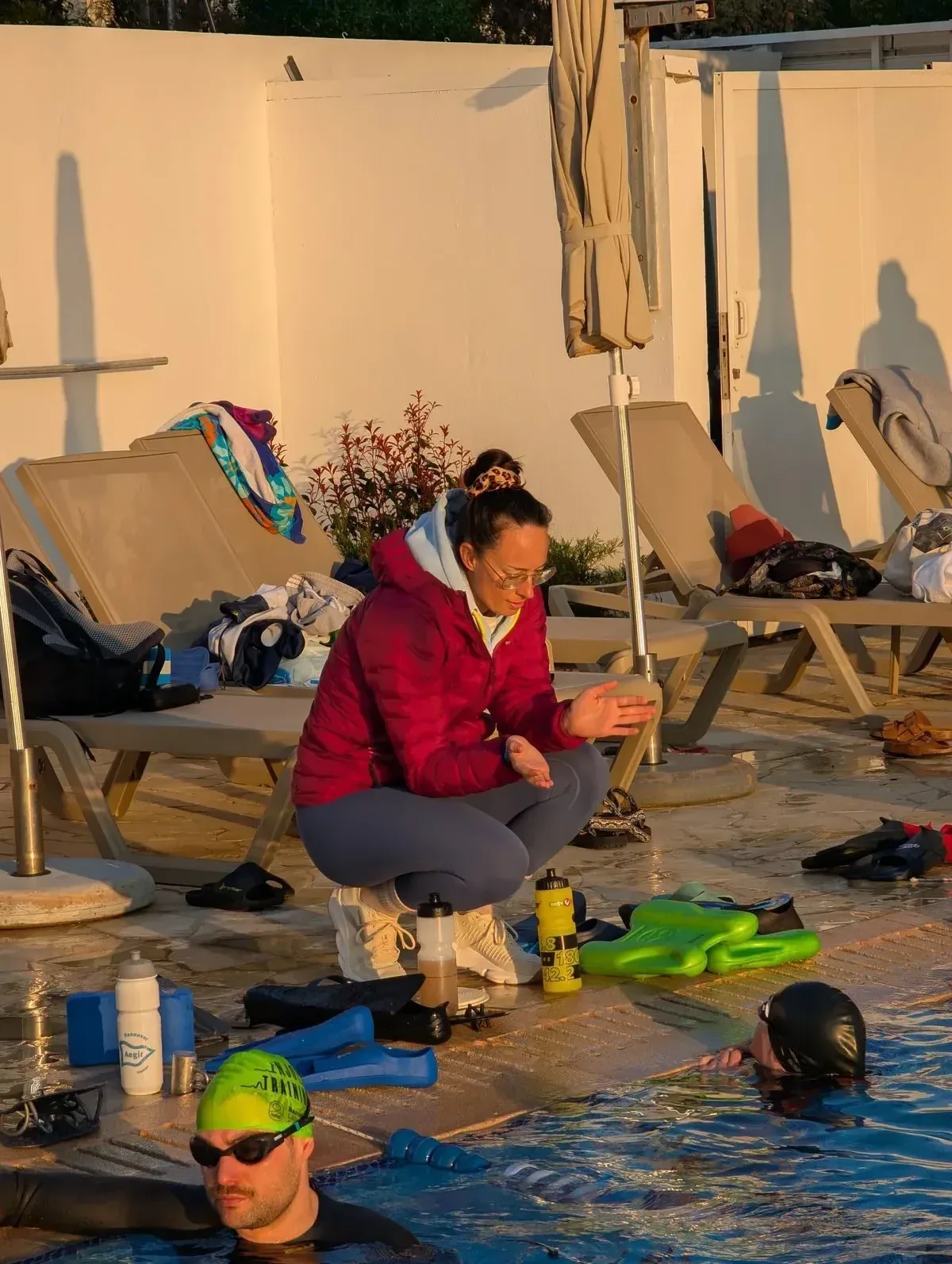 Abend-Training am Pool